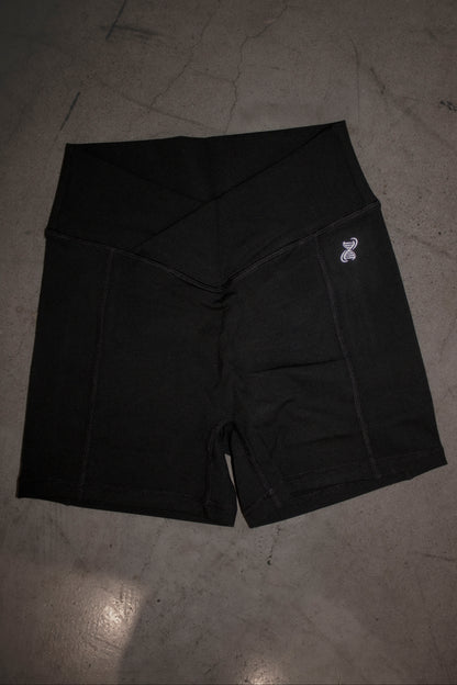 Black Crossover Biker Shorts